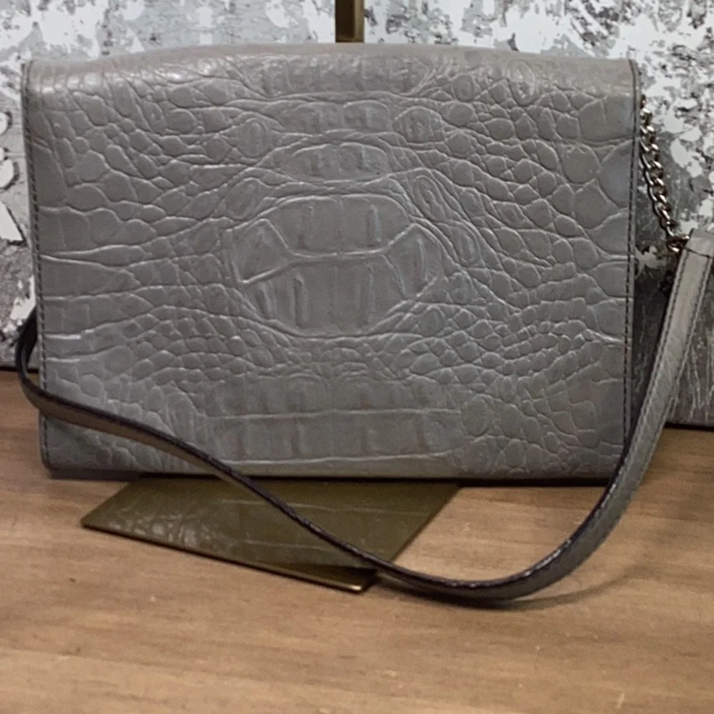 Kate Spade Grey Fiona Embossed Leather Bag Crossbody